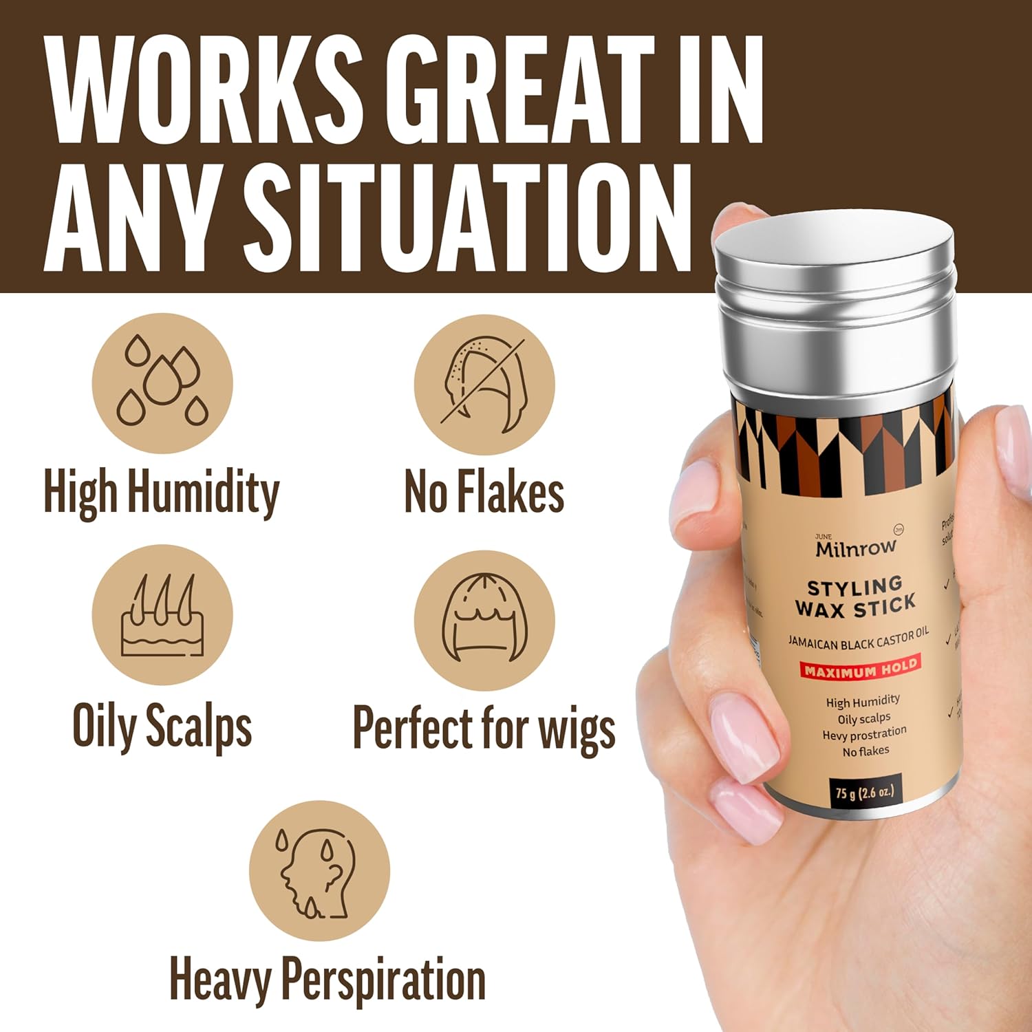 June Milnrow Styling Wax Maximum Hold Stick 75g