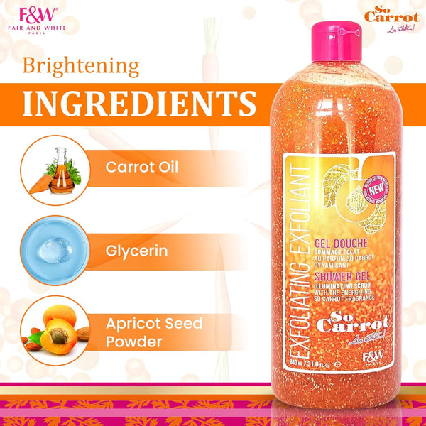 F And W So Carrot Exfoliating Exfoliant Illuminating Scrub Shower Gel 940ml - Afro Hair Boutique