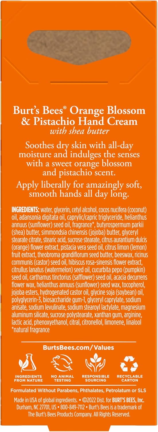 Burts Bees Orange Blossom And Pistachio Hand Cream 28g