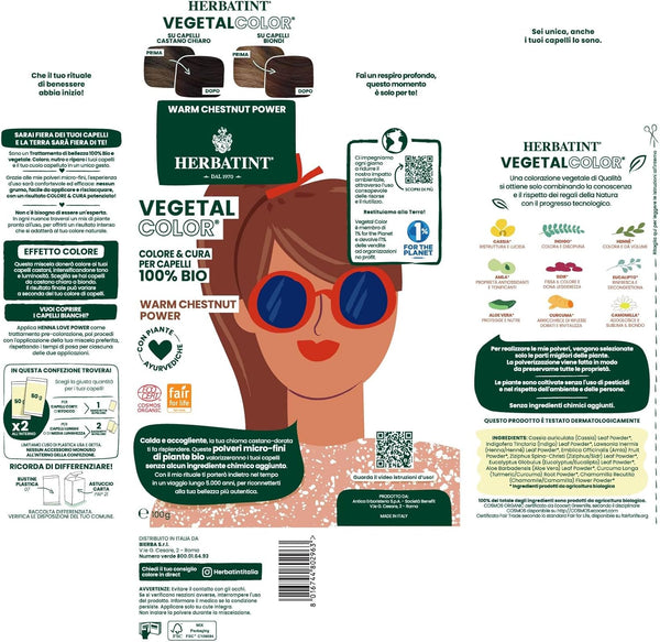 Herbatint Vegetal Organic Hair Color Warm Chestnut Power 100g