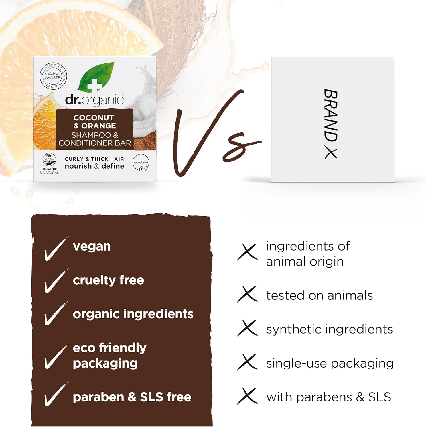 Dr Organic Coconut Orange Shampoo And Conditioner Bar 75g