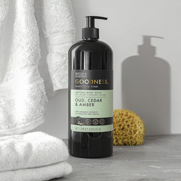 Baylis And Harding Goodness Oud Cedar And Amber Natural Body Wash 500ml / 1L