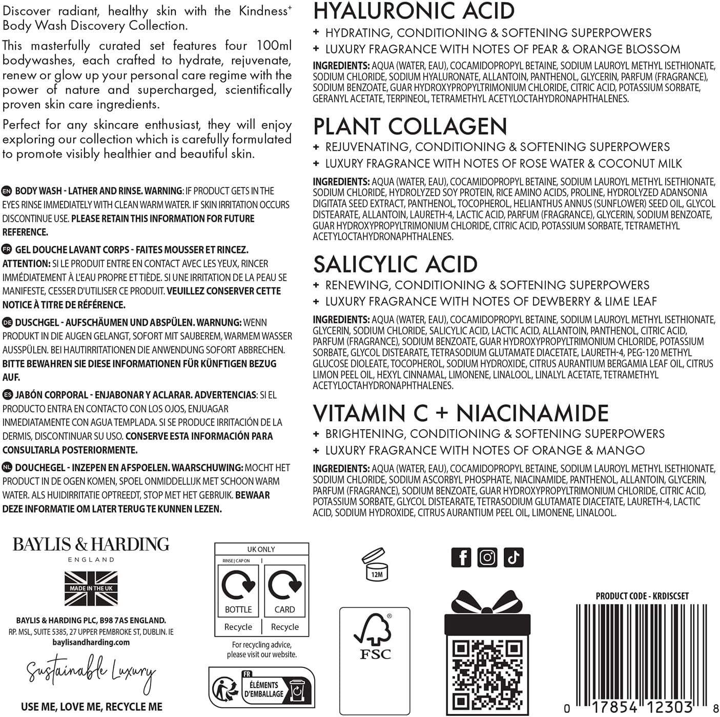 Baylis And Harding Kindness Natural Body Wash Collection Discovery Set