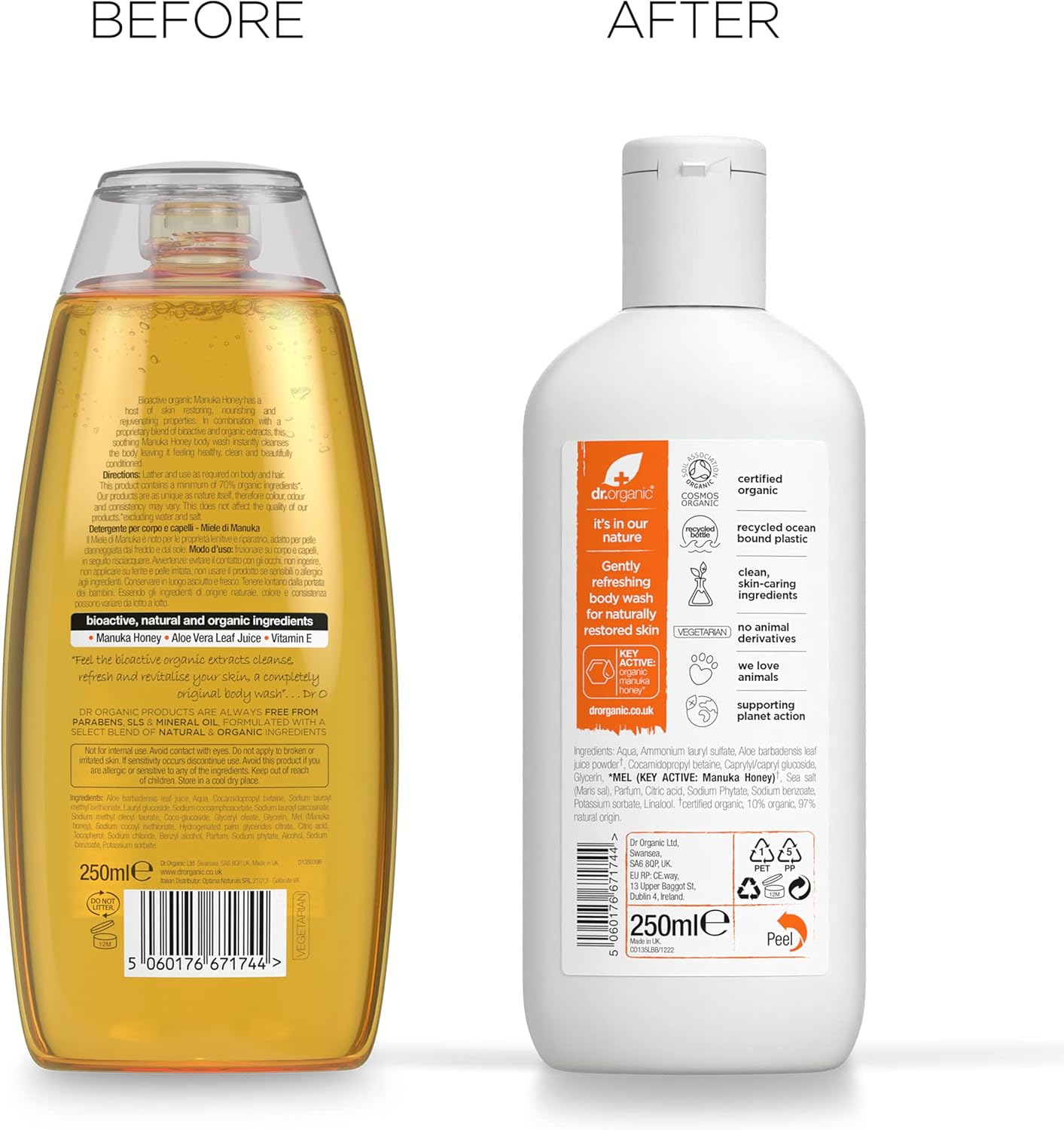 Dr Organic Manuka Honey Restore And Refresh Body Wash 250ml