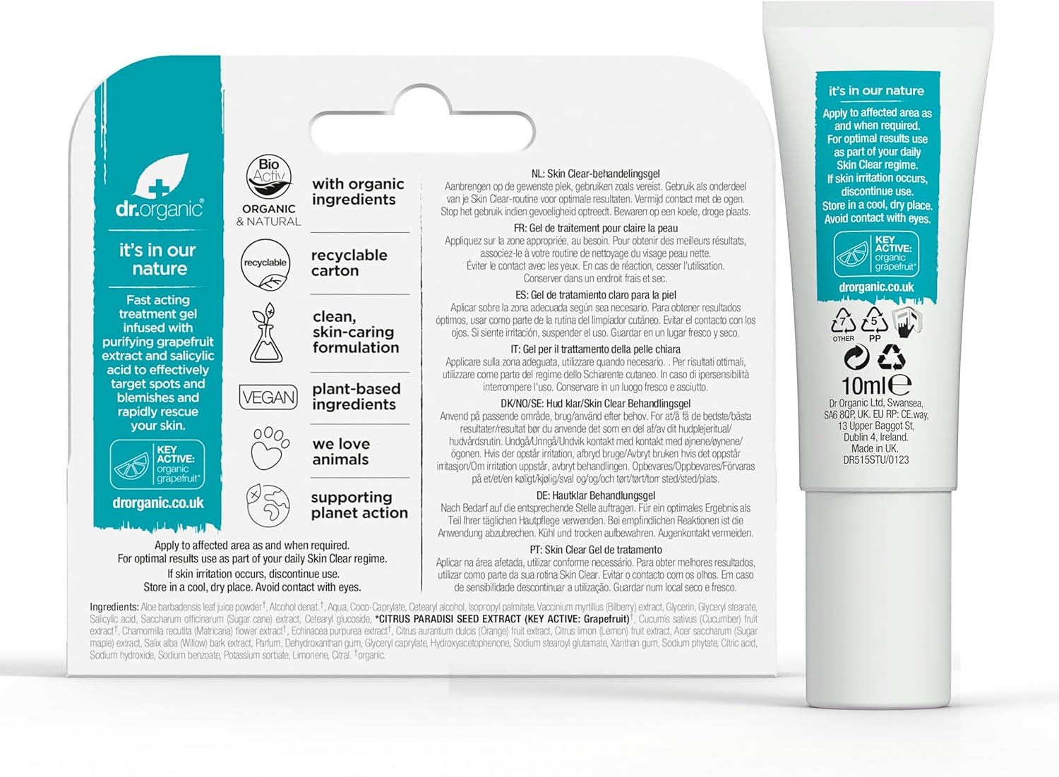 Dr Organic Skin Clear Purify And Rescue Treatment Gel 10ml