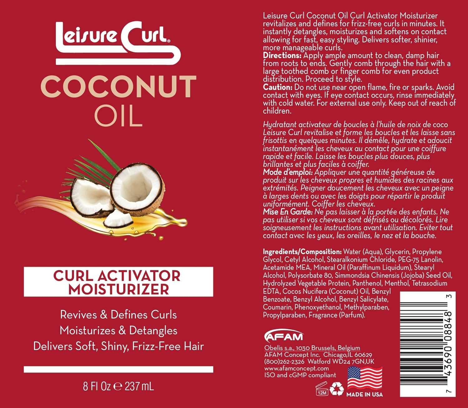 Leisure Curl Coconut Oil Curl Activator Moisturizer 237ml