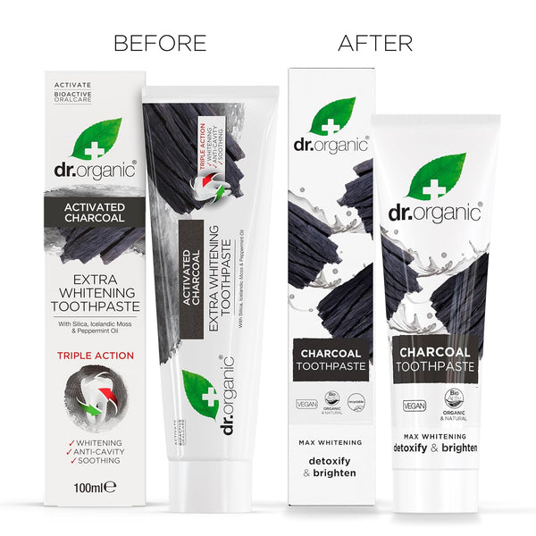 Dr Organic Charcoal Max Whitening Toothpaste 100ml - Afro Hair Boutique