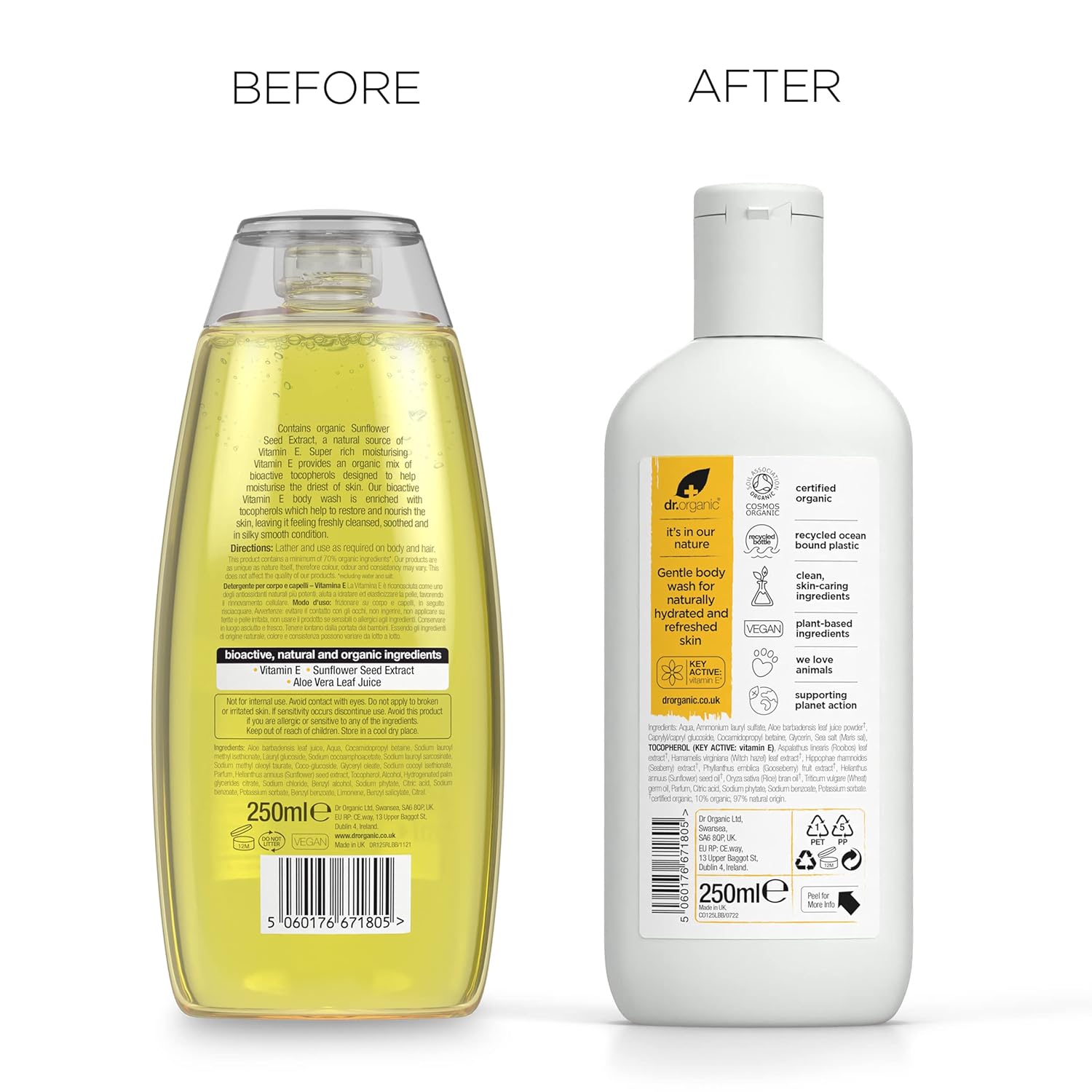 Dr Organic Hydrate And Restore Vitamin E Body Wash 250ml