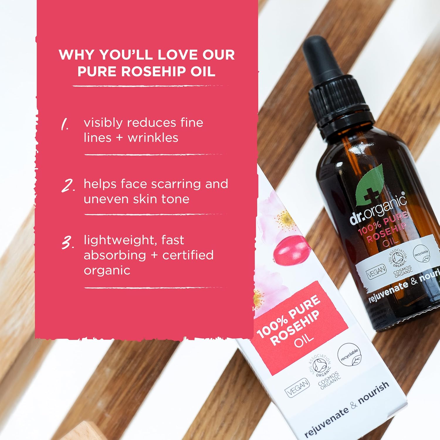 Dr Organic Organic Rejuvenate And Nourish Pure Rosehip Oil 50ml
