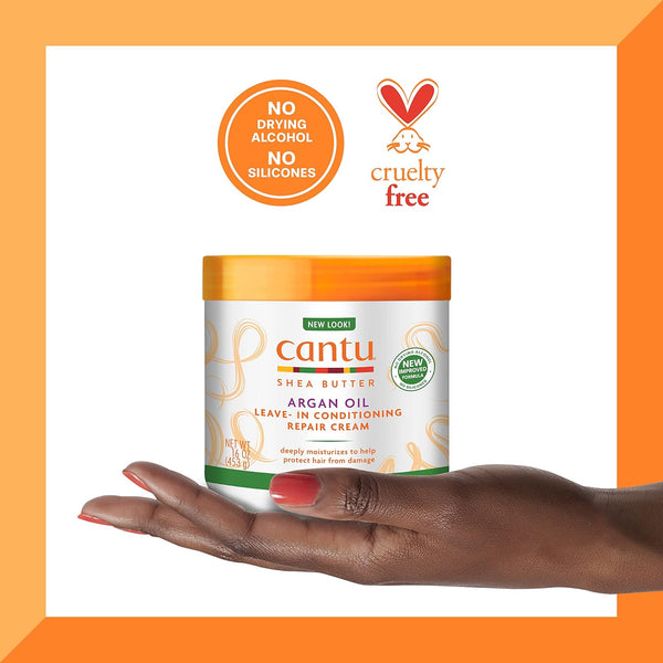 Cantu Argan Oil Leave In Conditioning Repair Cream 453g - Afro Hair Boutique