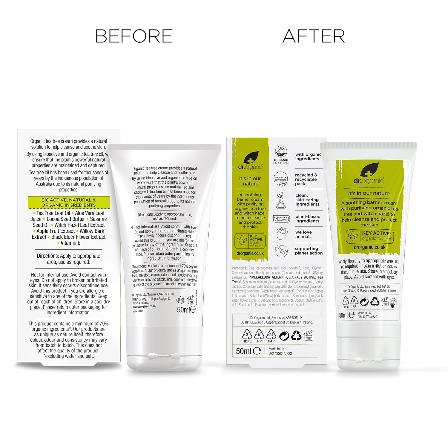 Dr Organic Bioactive Skincare Organic Tea Tree Cream 50ml