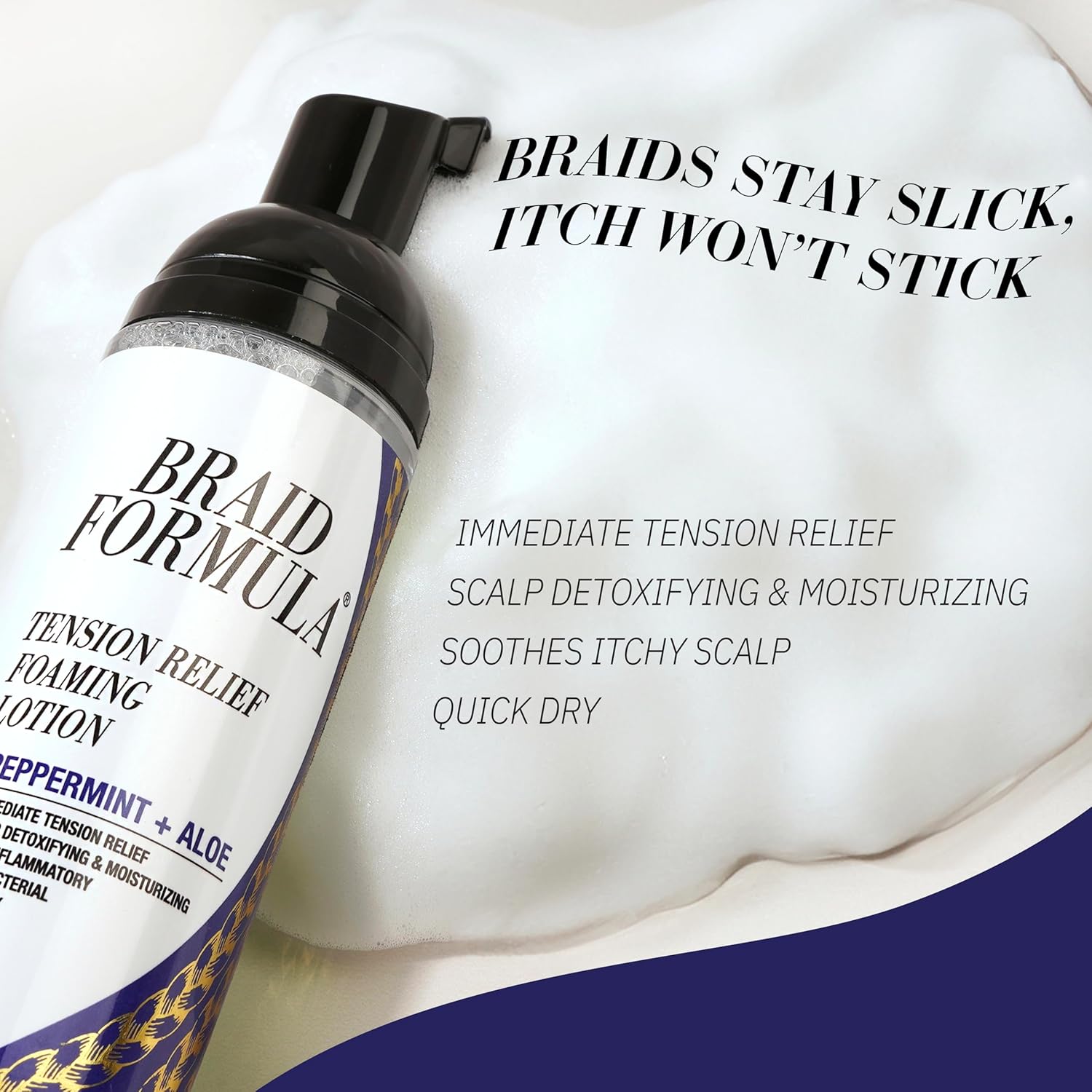 EBIN NewYork Braid Formula Tension Relief Foaming Lotion Peppermint & Aloe 250ml