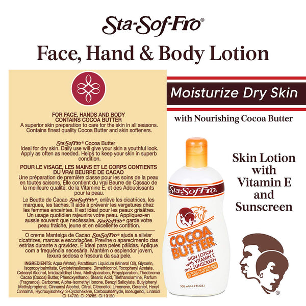 Sta Sof Fro Cocoa Butter Vitamin E Sunscreen Lotion 500ml - Afro Hair Boutique