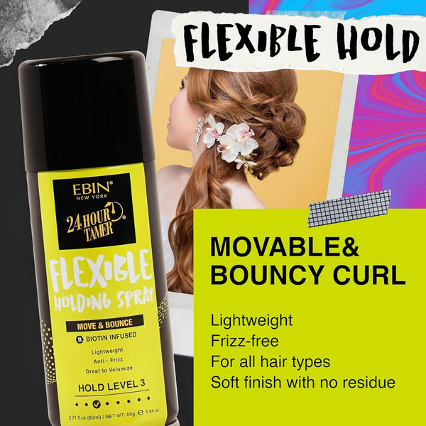 EBIN New York 24 Hour Tamer Move And Bounce Flexible Holding Spray 80ml / 354ml
