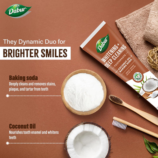 Dabur Whitening Deep Cleansing Coconut Oil And Baking Soda Toothpaste 100ml - Afro Hair Boutique