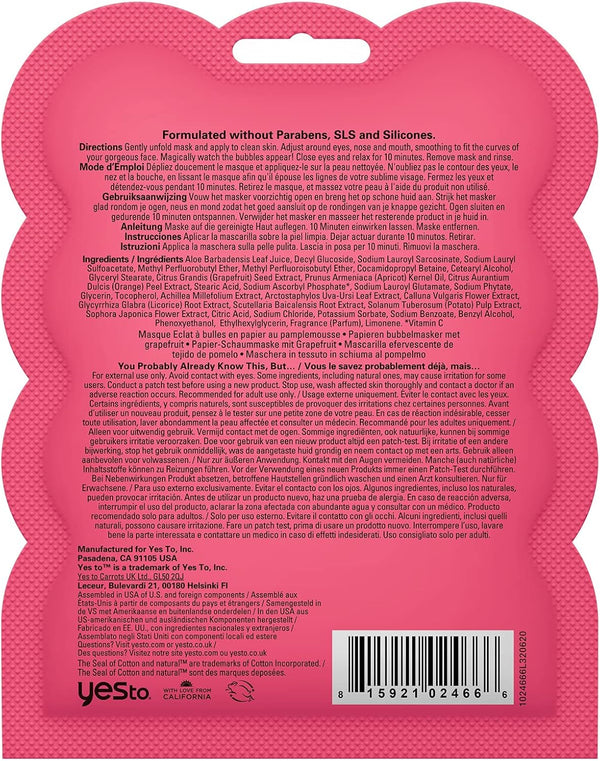 Yes To Grapefruit Vitamin C Bubbling Paper Mask 20ml