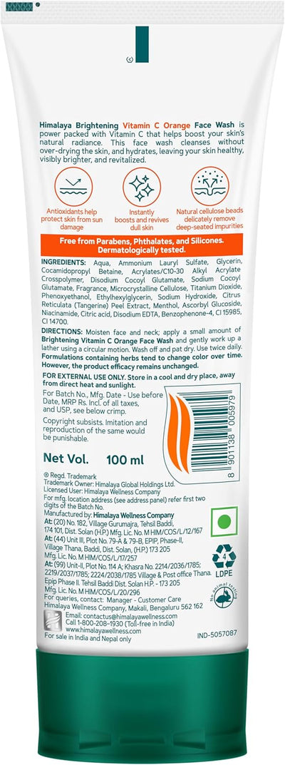 Himalaya Brightening Vitamin C Orange Face Wash 100ml
