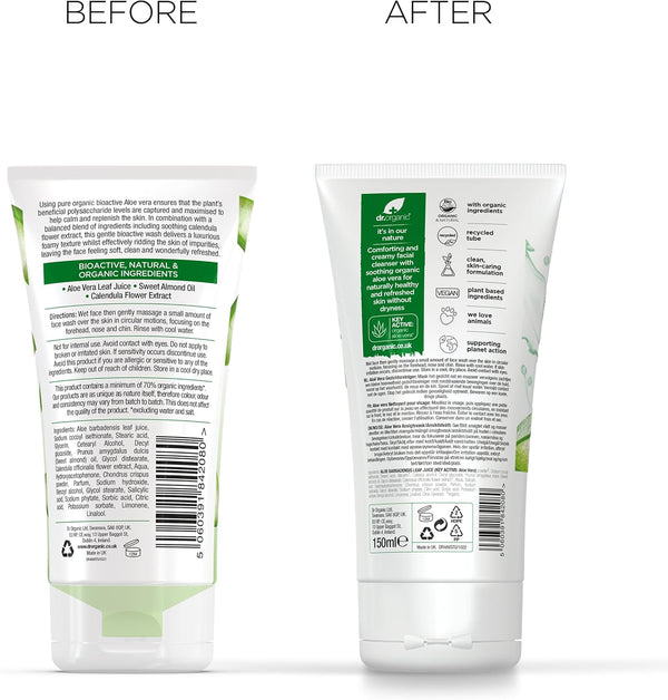 Dr Organic Organic Aloe Vera Face Wash 150ml - Afro Hair Boutique