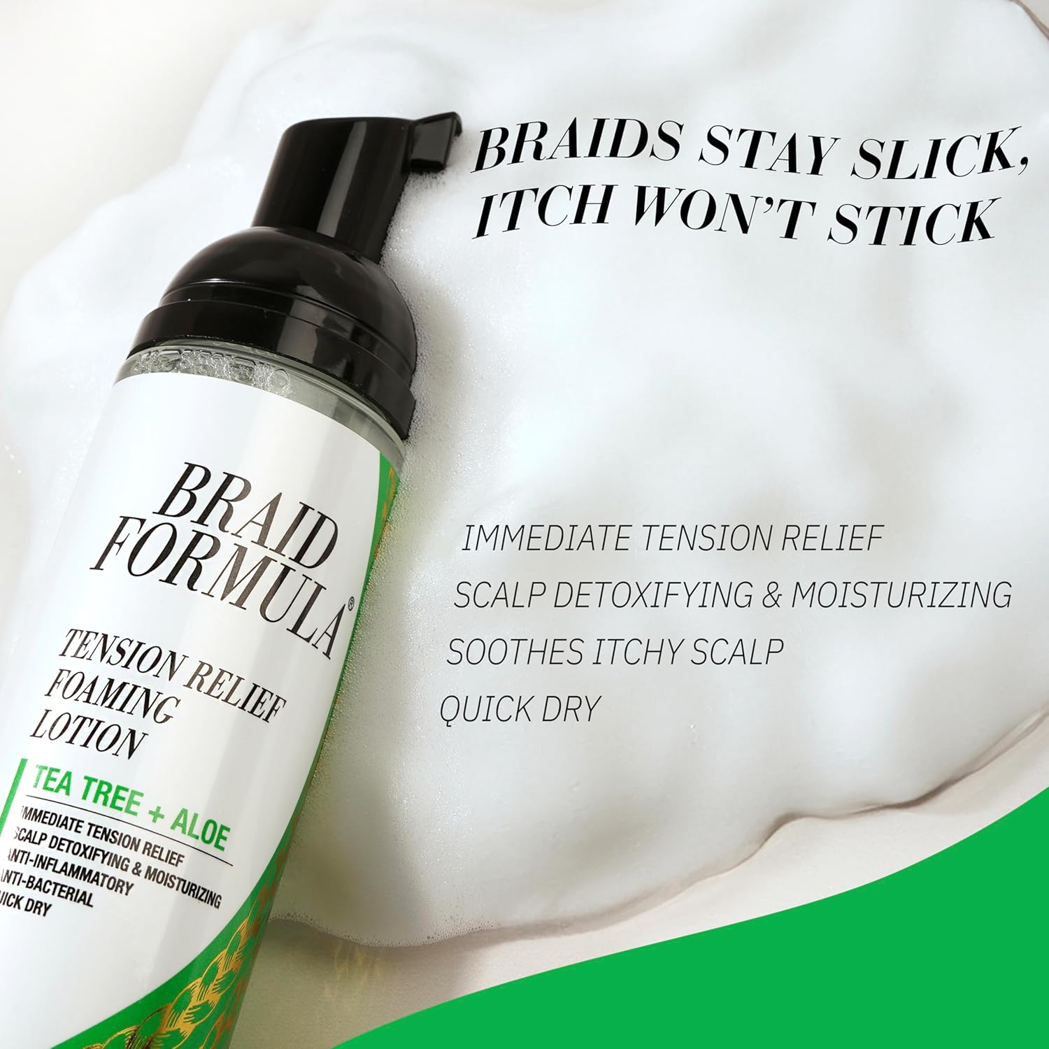 EBIN NewYork Braid Formula Tension Relief Foaming Lotion W Tea Tree & Aloe 250ml