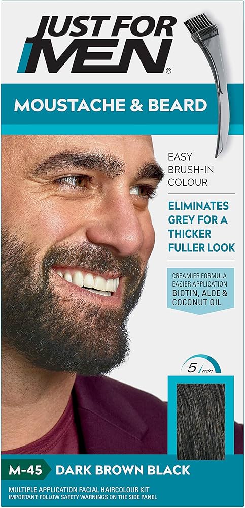 Just For Men Moustache & Beard Brush-In Colour Gel - Dark Brown Black