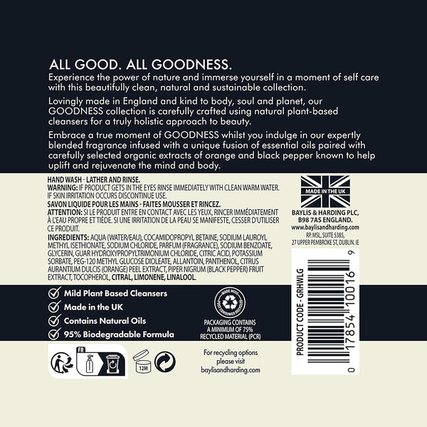 Baylis And Harding Goodness Lemongrass And Ginger Natural Hand Wash 500ml