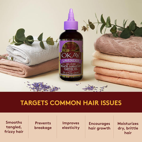 OKAY 100 Percent Pure Black Jamaican Castor Oil With Lavender 118ml