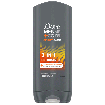 Dove Men Care Sport Care 3 In 1 Endurance Body Face And Hair Wash 400ml