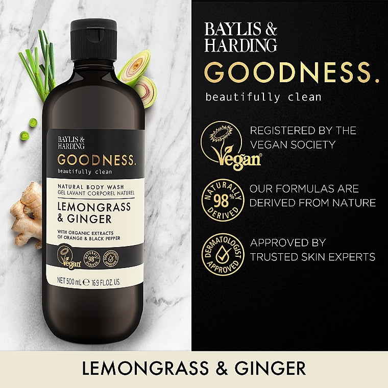Baylis And Harding Goodness Lemongrass And Ginger Natural Body Wash 500ml