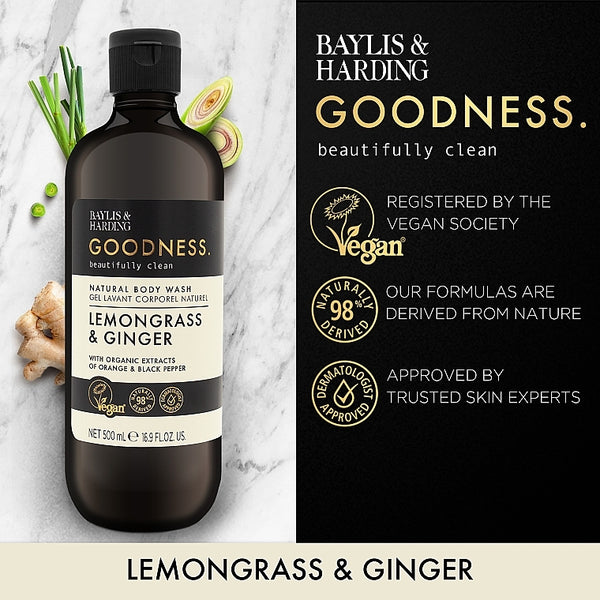 Baylis And Harding Goodness Lemongrass And Ginger Natural Body Wash 500ml - Afro Hair Boutique