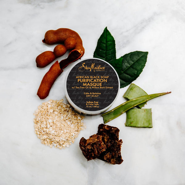 Shea Moisture African Black Soap Bamboo Charcoal Purification Masque 340g /354ml - Afro Hair Boutique
