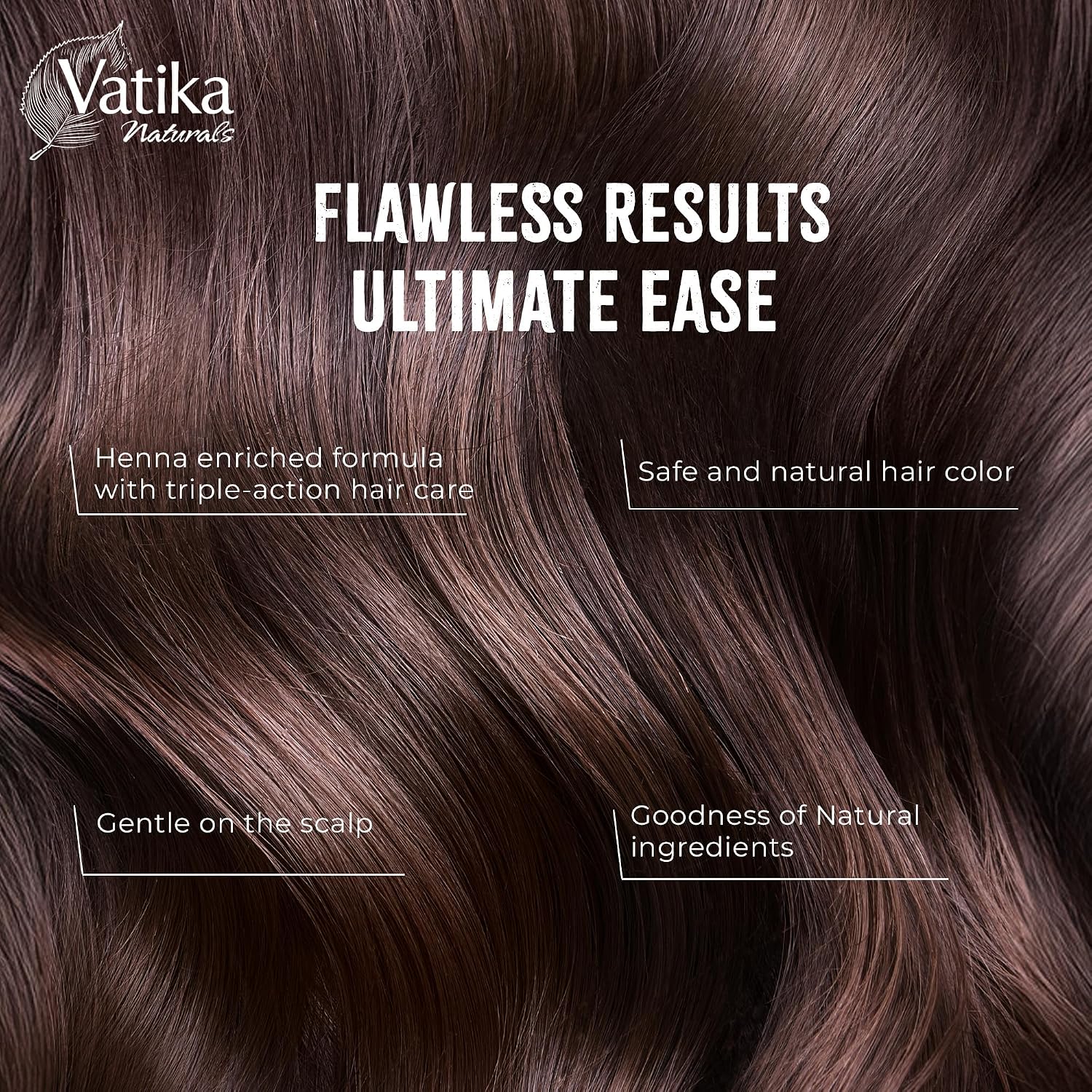 Dabur Vatika Dark Brown Henna Hair Colour Powder | NO AMMONIA - 60g