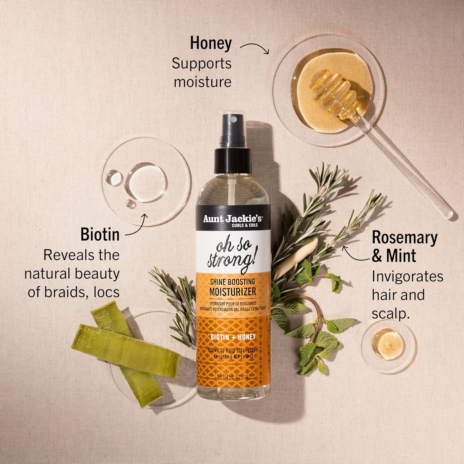 Aunt Jackie Oh So Strong Shine Biotin Honey Boosting Moisturiser 354ml