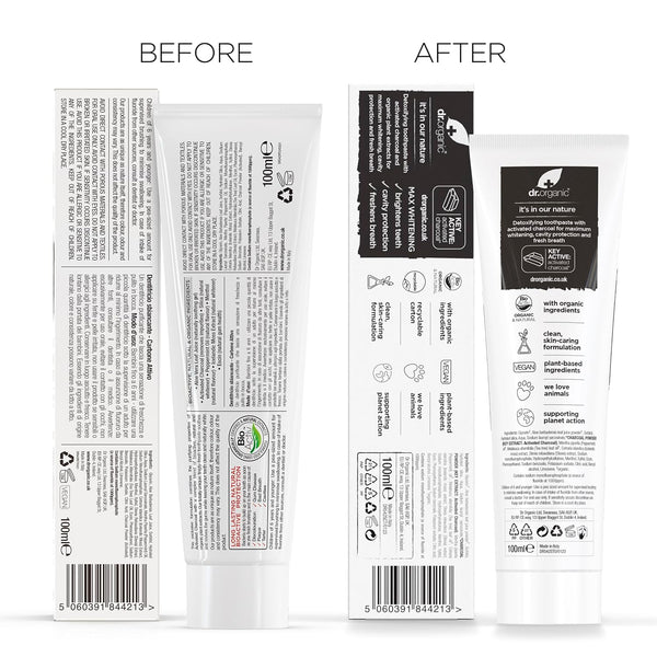 Dr Organic Charcoal Max Whitening Toothpaste 100ml - Afro Hair Boutique