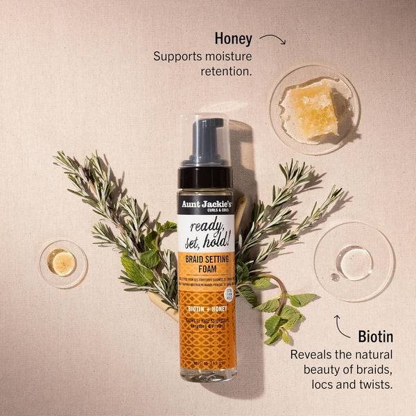 Aunt Jackies Ready Set Hold Braid Setting Foam Biotin And Honey 251ml - Afro Hair Boutique