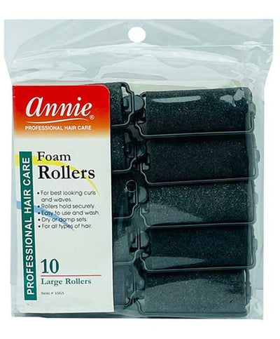 Annie Foam Rollers Black Large 10 Count 1063