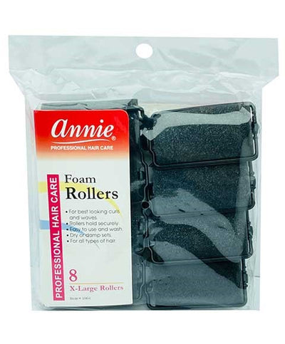 Annie Foam Rollers X-Large 8 Count Black 1064