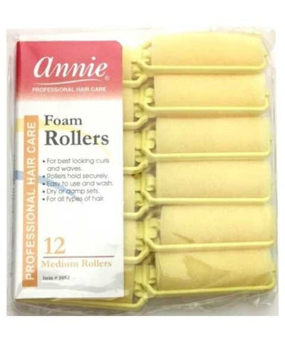 Annie Foam Rollers Medium 12 Count Yellow 1052