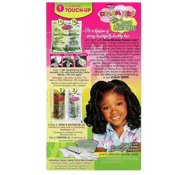 African Pride Dream Kids Olive Miracle No Lye Relaxer 1 Touchup Regular
