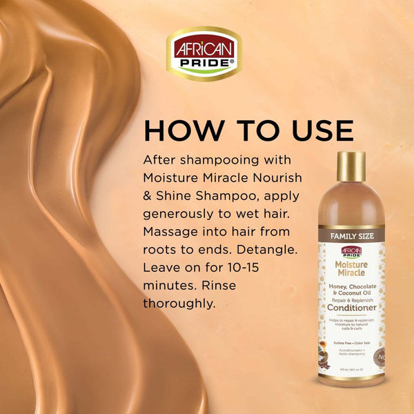 African Pride Moisture Miracle Honey Chocolate And Coconut Oil Conditioner 475ml - Afro Hair Boutique