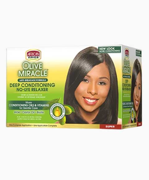 African Pride Olive Miracle Anti Breakage Deep Conditioning No Lye Relaxer Super