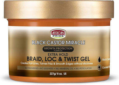 African Pride Black Castor Miracle Braid, Loc & Twist Gel Growth Protection 227g