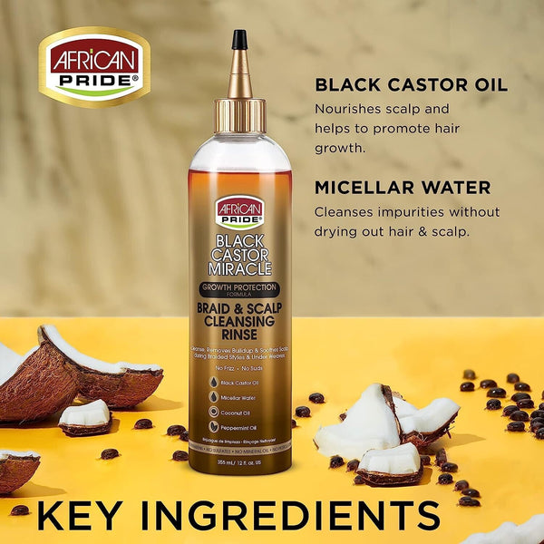 African Pride Black Castor Growth Protection Braid & Scalp Cleansing Rinse 355ml - Afro Hair Boutique