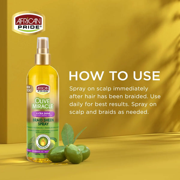 African Pride Extra Shine Braid Sheen Spray 355ml - Afro Hair Boutique