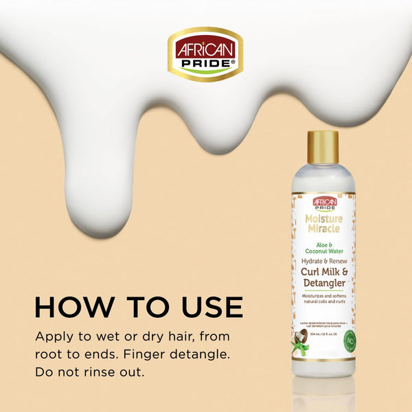 African Pride Moisture Miracle Aloe & Coconut Water Curl Milk & Detangler 354ml - Afro Hair Boutique