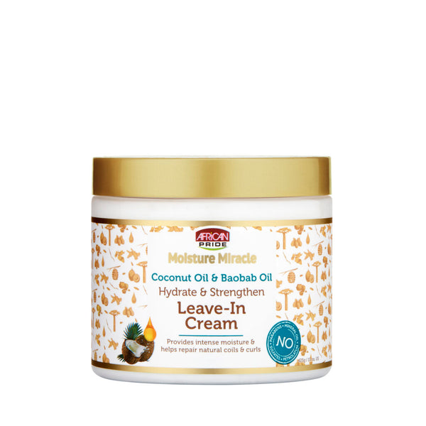 African Pride Moisture Miracle Coconut Oil And Boabab Oil Leave In Cream 425g - Afro Hair Boutique