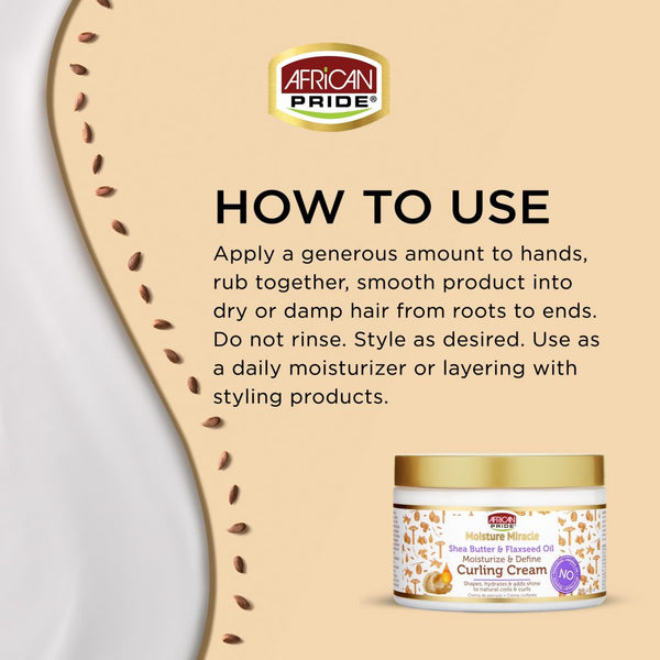 African Pride Moisture Miracle Shea Butter And Flaxseed Oil Curling Cream 340g - Afro Hair Boutique