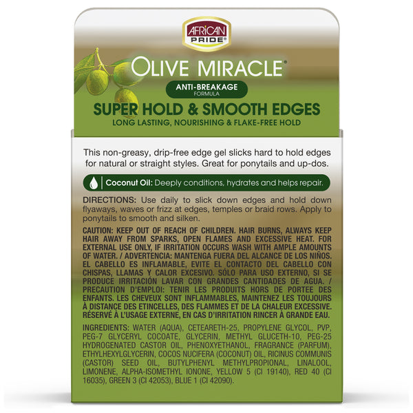 African Pride Olive Miracle Anti-Breakage Super Hold Smooth Edges Hair Gel 64g - Afro Hair Boutique