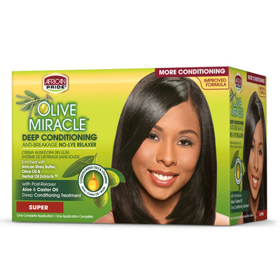 African Pride Olive Miracle Anti Breakage Deep Conditioning No Lye Relaxer Super