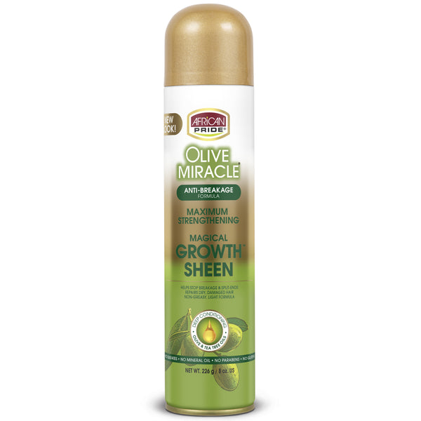 African Pride Olive Miracle Maximum Strengthening Growth Sheen Spray 226g - Afro Hair Boutique