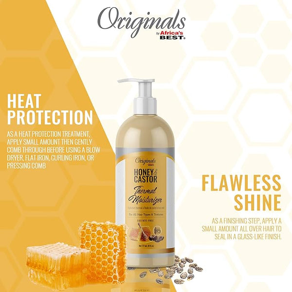 AFRICA'S BEST ORIGINALS HONEY & CASTOR THERMAL MOISTURISER 177ML - Afro Hair Boutique